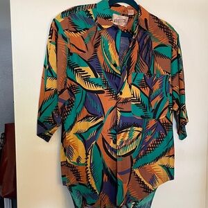 Colorful Vintage Abstract Men's Casual Button Down Shirt